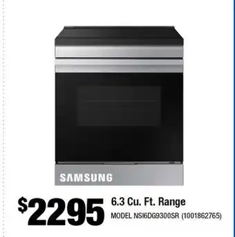 Home Depot SAMSUNG 6.3 Cu. Ft. Range offer