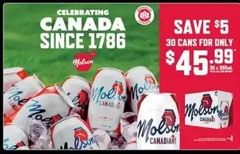The Beer Store MOLSON Canadian 30 cans offer
