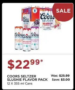 The Beer Store COORS SELTZER SLUSHIE FLAVOR PACK offer