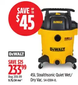 Canadian Tire DEWALT 45L Stealthsonic Quiet Wet/ Dry Vac offer