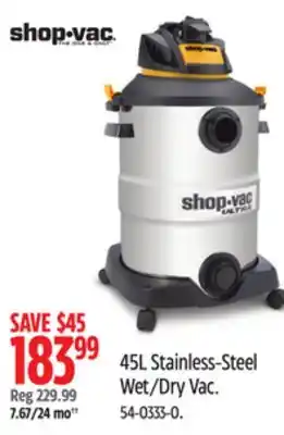 Canadian Tire Shop-Vac 45L Stainless-Steel Wet/Dry Vac offer