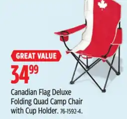 Canadian Tire Canadian Flag Deluxe Folding Quad Camp Chair with Cup Holder offer