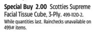 Canadian Tire Scotties Supreme Facial Tissue Cube, 3-Ply offer
