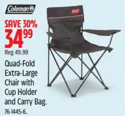 Canadian Tire Coleman Quad-Fold Extra-Large Chair with Cup Holder and Carry Bag offer