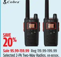 Canadian Tire Cobra Selected 2-Pk Two-Way Radios offer