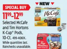 Canadian Tire Selected McCafe and Tim Hortons K-Cup Pods offer