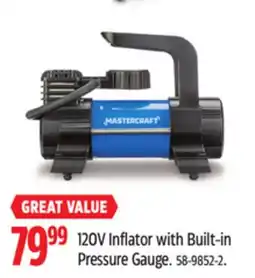Canadian Tire Mastercraft 120V Inflator with Built-in Pressure Gauge offer
