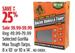 Canadian Tire Selected Gorilla Max Tough Tarps offer