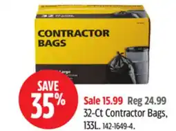 Canadian Tire 32-Ct Contractor Bags, 133L offer