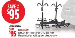 Canadian Tire Raleigh 2 + 2 Bike Hitch Platform Carrier. Holds up to 4 bikes offer