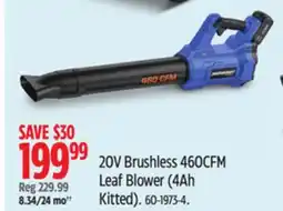 Canadian Tire Mastercraft 20V Brushless 460CFM Leaf Blower (4Ah Kitted) offer