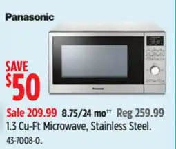 Canadian Tire Panasonic 1.3 Cu-Ft Microwave, Stainless Steel offer