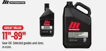 Canadian Tire Motomaster Gear Oil Selected grades and sizes offer
