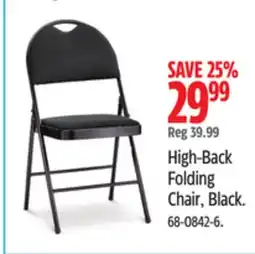 Canadian Tire For Living High-Back Folding Chair, Black offer
