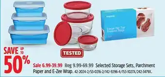 Canadian Tire Selected Storage Sets, Parchment Paper and E-Zee Wrap offer