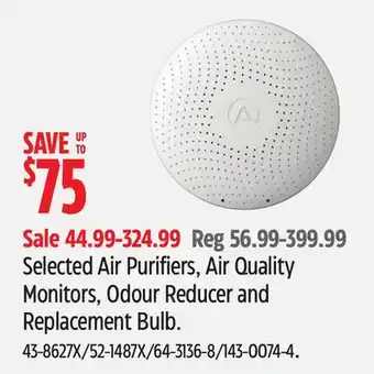 Canadian Tire Selected Air Purifiers, Air Quality Monitors, Odour Reducer and Replacement Bulb offer