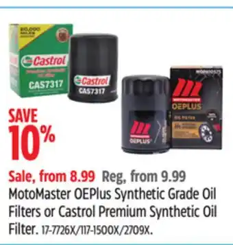Canadian Tire MotoMaster OEPlus Synthetic Grade Oil Filters or Castrol Premium Synthetic Oil Filter offer