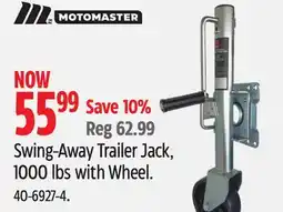 Canadian Tire Motomaster Swing-Away Trailer Jack, 1000 lbs with Wheel offer