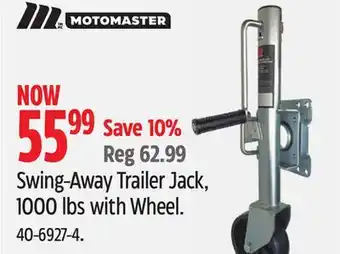 Canadian Tire Motomaster Swing-Away Trailer Jack, 1000 lbs with Wheel offer