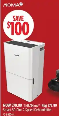 Canadian Tire NOMA Smart 50-Pint 2-Speed Dehumidifier offer