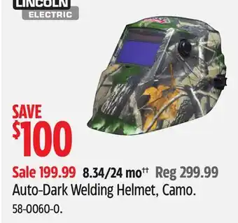 Canadian Tire Lincoln Electric Auto-Dark Welding Helmet offer