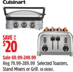 Canadian Tire Cuisinart Selected Toasters, Stand Mixers or Grill offer