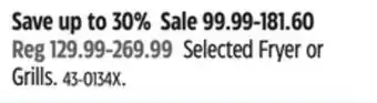 Canadian Tire Selected Fryer or Grills offer