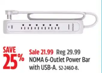 Canadian Tire NOMA 6-Outlet Power Bar with USB-A offer