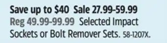 Canadian Tire MAXIMUM Selected Impact Sockets or Bolt Remover Sets offer
