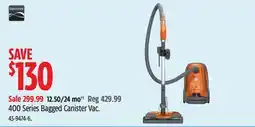 Canadian Tire Kenmore 400 Series Bagged Canister Vac offer