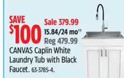 Canadian Tire CANVAS Caplin White Laundry Tub with Black Faucet offer