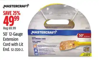 Canadian Tire Mastercraft 50´ 12-Gauge Extension Cord with Lit End offer