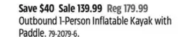 Canadian Tire Outbound 1-Person Inflatable Kayak with Paddle offer
