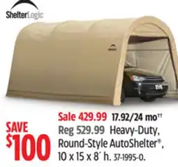 Canadian Tire ShelterLogic Heavy-Duty, Round-Style AutoShelter , 10 x 15 x 8´ h offer