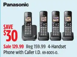 Canadian Tire Panasonic 4-Handset Phone with Caller I.D offer