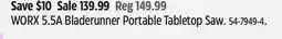 Canadian Tire WORX 5.5A Bladerunner Portable Tabletop Saw offer