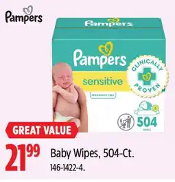 Canadian Tire Pampers Baby Wipes, 504-Ct offer