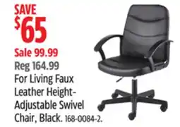 Canadian Tire For Living Faux Leather Height- Adjustable Swivel Chair, Black offer