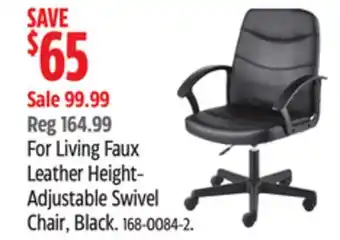 Canadian Tire For Living Faux Leather Height- Adjustable Swivel Chair, Black offer