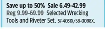 Canadian Tire Mastercraft Selected Wrecking Tools and Riveter Set offer