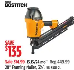 Canadian Tire Bostitch 28° Framing Nailer, 3 1⁄2 offer