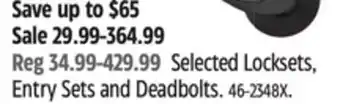 Canadian Tire Schlage Selected Locksets, Entry Sets and Deadbolts offer