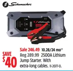 Canadian Tire Schumacher 2500A Lithium Jump Starter With extra-long cables offer