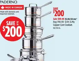 Canadian Tire PADERNO 12-Pc 5-Ply Copper Core Cookset offer