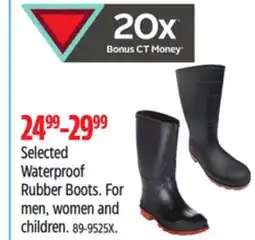 Canadian Tire Selected Waterproof Rubber Boots offer