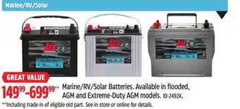 Canadian Tire MOTOMASTER Marine/RV/Solar Batteries offer