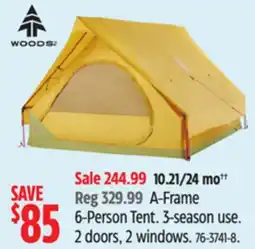 Canadian Tire Woods A-Frame 6-Person Tent offer