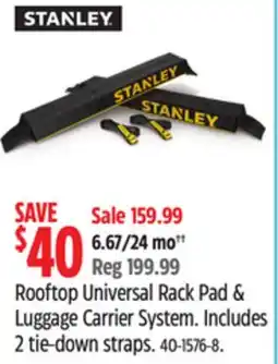 Canadian Tire Stanley Roof Top Universal Rack Pad & Luggage Carrier System, Adjustable with 2 Tie-Down Straps offer