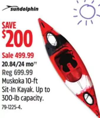 Canadian Tire Evoke Muskoka 10-ft Sit-In Kayak. Up to 300-lb capacity offer
