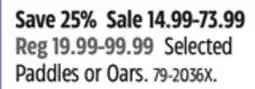 Canadian Tire Pelican Selected Paddles or Oars offer